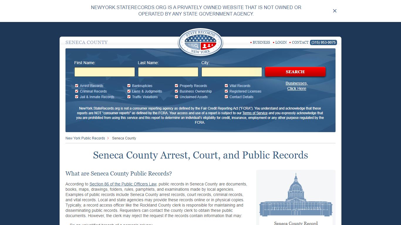 Seneca County Arrest, Court, and Public Records